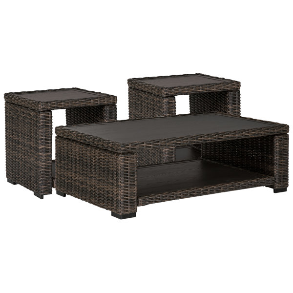 Signature Design by Ashley Grasson Lane Outdoor Coffee Table With 2 End